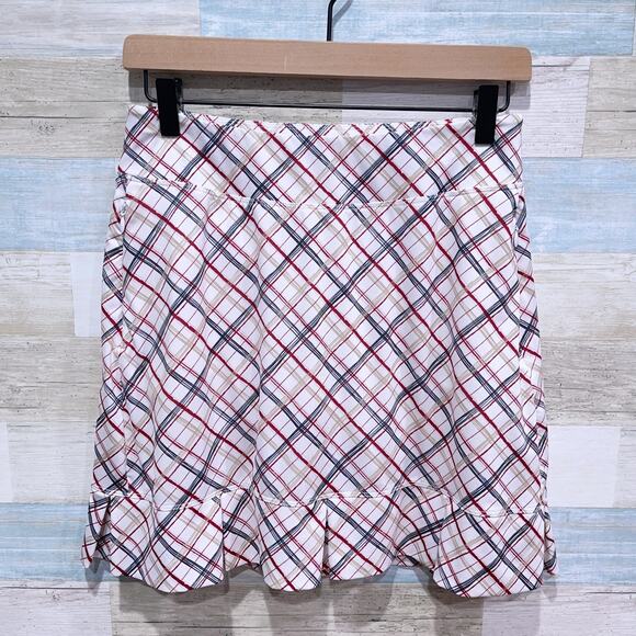 Lady Pinseeker Pleated Hem Golf Skort Plaid Pockets Built In Shorts Womens Small - Picture 2 of 6